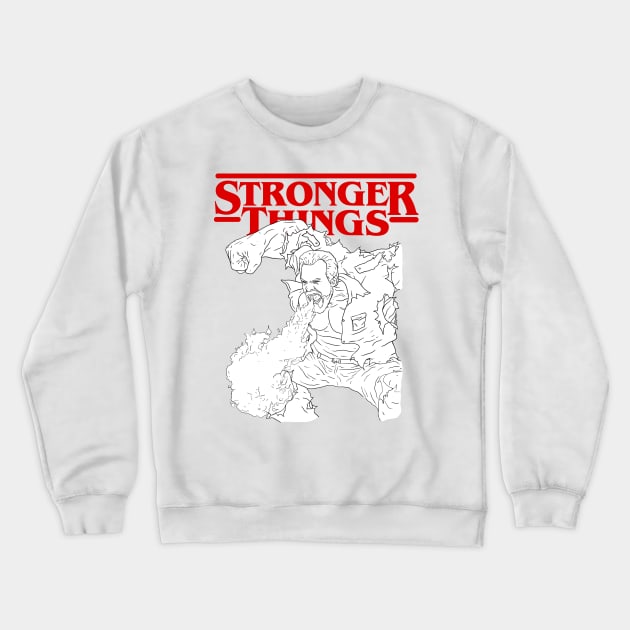 Hopper Stranger Things Parody Stronger Things Crewneck Sweatshirt by SycamoreShirts